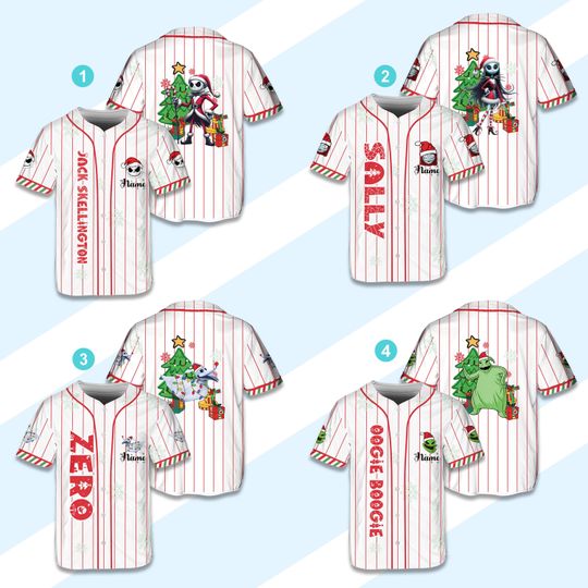 Discover Personalized Ddisney Baseball Jersey Custom Christmas Jack Skellington Jersey Christmas Party Matching Outfit For Ddisney Family Trip