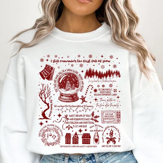 Discover Pop Star Era Christmas Lyric Version Sweatshirt, Country Music Fan Crewneck, TisTheDamnSeason Shirt, Holiday Besties Matching Shirt