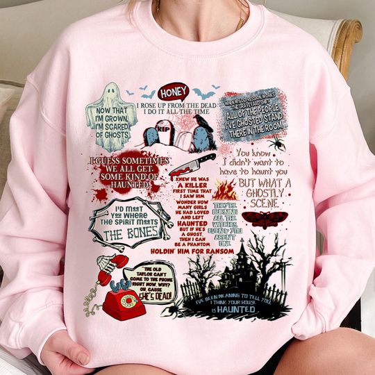 Discover Pop Star Era Halloween Lyric Version Sweatshirt, Country Music Fan Crewneck, Fall Cozy Shirt, Creepy Horror Besties Matching Shirt