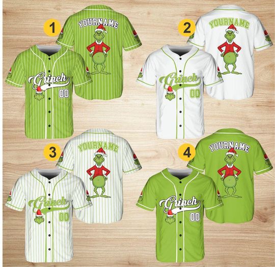 Discover Custom Baseball Jersey: Greench Shirt, Christmas Shirt, Funny Christmas Shirt, Christmas Gift, Holiday Team Outfit, Funny Xmas Gift for Fans