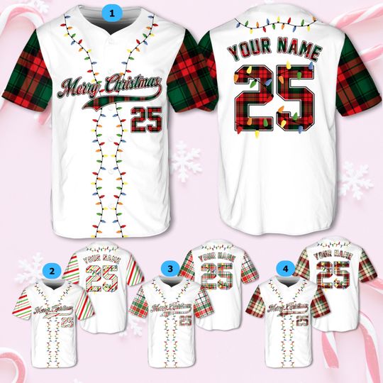 Discover Christmas Jersey Personalized Jersey Merry Christmas Shirt Baseball Christmas Family Xmas Shirt Custom Baseball Shirt Holiday Jersey
