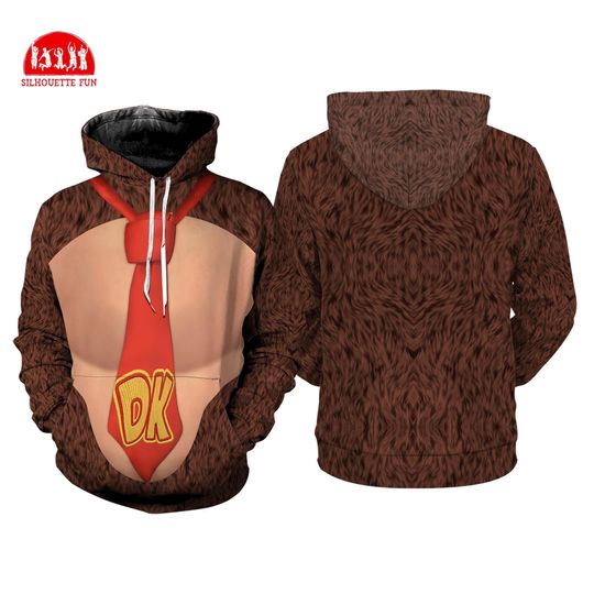 Donkey Kong Full Over Print 3D Hoodie, Donkey Kong Cosplay Sweatshirt