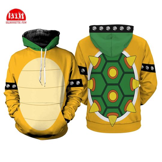 Bowser Mario Full Over Print Hoodie, Super Mario Bowser Cosplay Sweatshirt