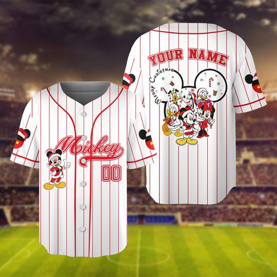 Discover Custom Disney Christmas Baseball Jersey Shirt, Personalized 2025 Disney Shirt, Matching Family Disney Jersey, Disney Trip 2026 Christmas