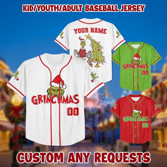 Discover Personalized Christmas Baseball Jersey: Grin Birthday Shirt