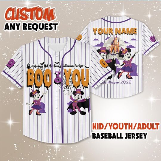 Custom Disney Mickey And Minnie Halloween Collection Simple Baseball, Personalized Baseball Team Jersey Gift for Halloween Fans Family