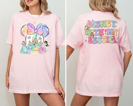 Discover Disney With My Bestie Princess Shirt, Minnie Head Princess Shirt, Disney World Girls Trip T-shirt, Magic Kingdom Shirt,Toddler Tee,Kids Gift
