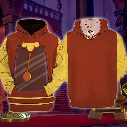 Cogsworth 3D Full Over Print Hoodie, Cogsworth Clock Costume Sweatshirt