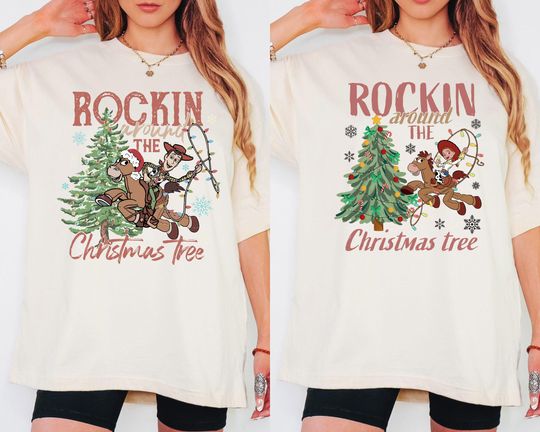 Discover Toy Story Rockin' Around Christmas Tree Shirt, Toy Story Woody Bullseye Christmas Shirt, Tree Farm Fresh Shirt, Disney Christmas Shirt