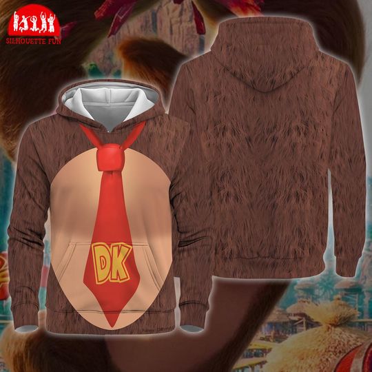 Donkey Kong 3D Full Over Print Hoodie, Donkey Kong Cosplay Sweatshirt