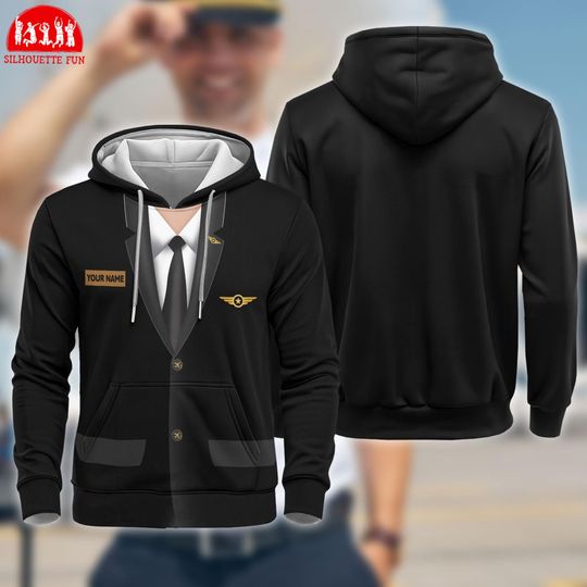 Discover Pilot Cosplay 3D Full Over Print Hoodie, Airplane Pilot Costume Sweatshirt, Custom Name Pilot Hoodie, Costume Halloween, Halloween Cosplay