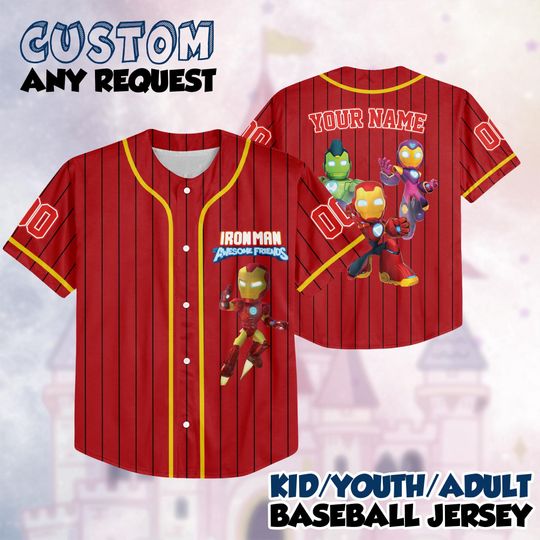 Personalize Iron Man And His Awesome Friends Cute. Custom Marvel Baseball Jersey Team, Disney Baseball Team Outfit