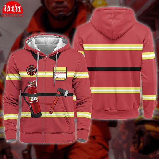 Discover Firefighter Suit 3D Full Over Print Hoodie, Fire Department NY Uniform Cosplay Sweatshirt, Fire Department Costume Hoodies, Halloween Cosplay Sweatshirt