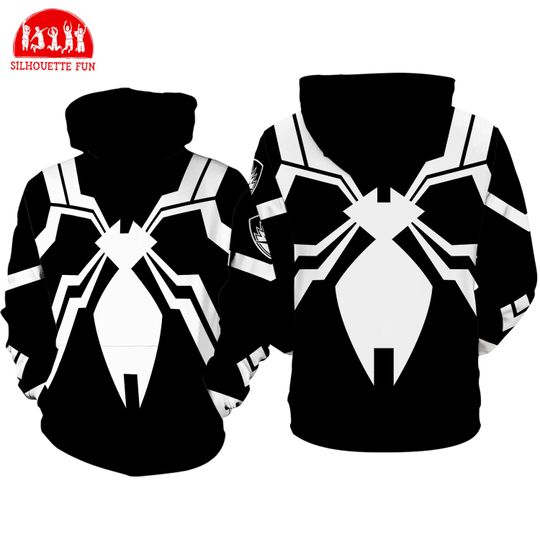 Discover Black Spiderman 3D Full Over Print Hoodie, Spider Man Suit Shirt, Spider Man Costume Shirt, Avengers Cosplay Sweatshirt, Halloween Cosplay