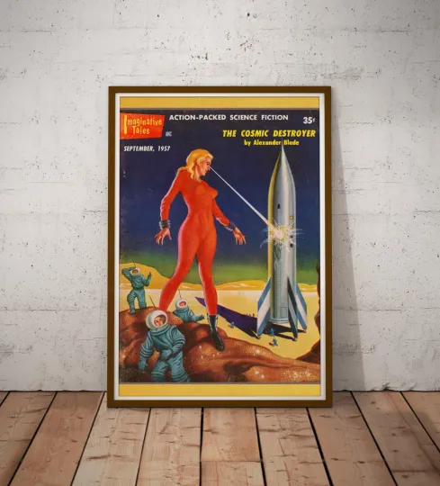 Discover 1957 Retro Sci-Fi Woman Art Poster – Vintage Poster Wall Decor – Science Fiction