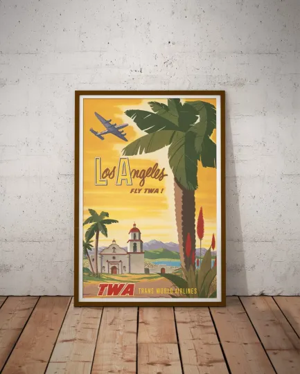 Discover Vintage Los Angeles TWA Travel POSTER! (up to 24 x 36) - California