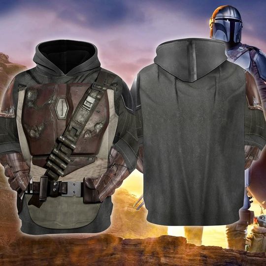 The Mandalorian 3D Full Over Print Hoodie, Starwars Warrior Cosplay Sweatshirt