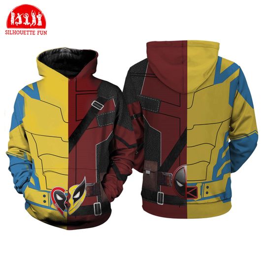 Discover Deadpool Wolverine 3D Full Over Print Hoodie, Deadpool Wolverine Cosplay Shirt, Superhero Sweatshirt Hoodies, Superhero Cosplay Sweatshirt