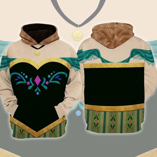 Discover Anna Princess Frozen 3D Full Over Print Hoodie, Anna Costume Hoodie, Princess Costume 3D Sweatshirt, Family Halloween Cosplay Shirt