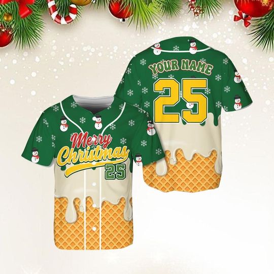 Discover Personalized Name and Number Christmas Jersey, Merry Christmas Custom Baseball Jersey, Matching Xmas Gift, Holiday Ugly Xmas Jersey