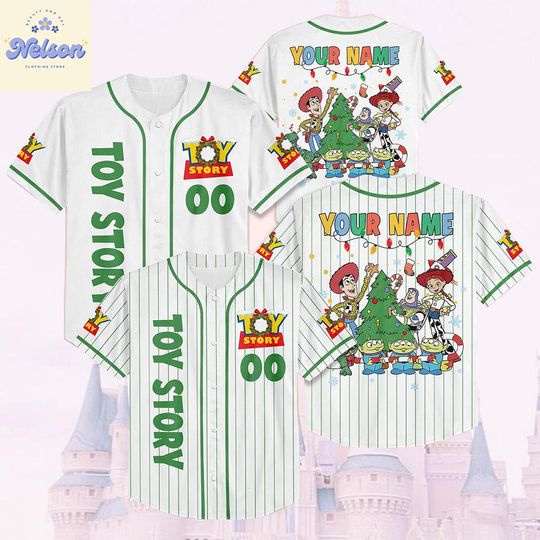 Discover Personalized Toy Story Christmas Baseball Jersey, Custom Pixar Jersey, Holiday Team Outfit, Funny Xmas Gift for Fans