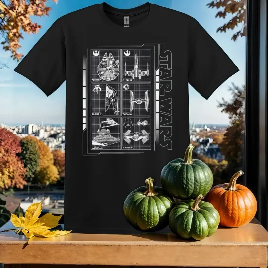 Discover Star Wars Battle Ships Schematic T-shirt T shirt Men Women Unisex Tshirt SY730