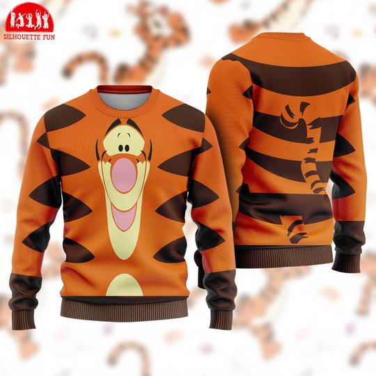 Discover Tigger 3D Full Over Print Hoodie, Funny Tigger Cosplay Sweatshirt, Winnie The Pooh Tigger Hoodie, Tigger Halloween Cosplay Sweatshirt Hoodie