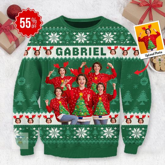 Discover This Is My Ugly Sweater - Personalized Photo Christmas Sweater, Funny Xmas Family Sweater, Christmas Holiday Eve Gift, Custom Photo Sweater