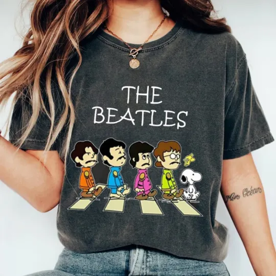 The Beatles Abbey Road Cartoon Cute Tee Shirt Gift Men Women