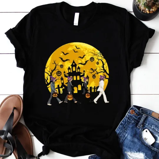 Discover The Beatles Funny Halloween Cotton Unisex T-Shirt, Fall Pumpkin Shirt