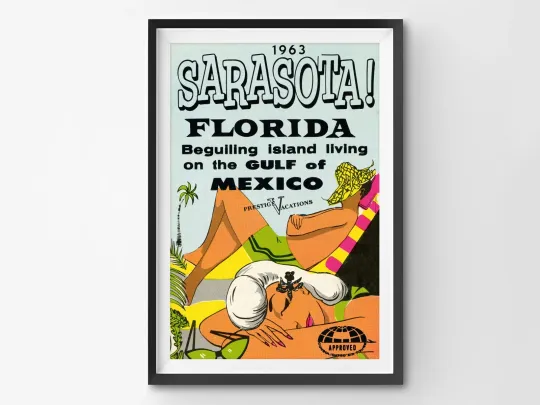 Discover 1963 Sarasota Travel Brochure POSTER! (up to 24" x 36") - Vintage Florida