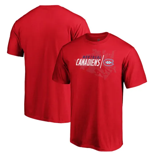 Discover Montreal Canadiens Fanatics Athletic Red Geo Drift T-Shirt