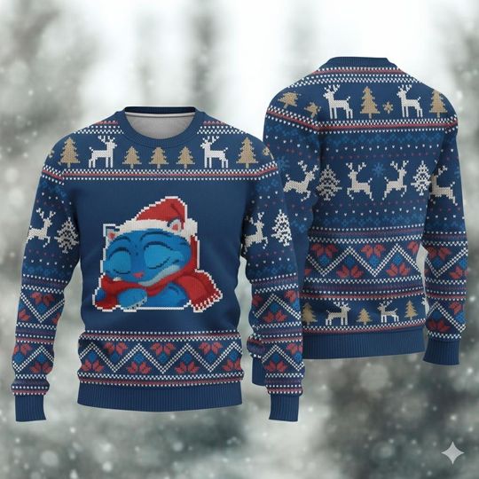 Discover Blue Tiger Ugly Sweater, Blue Tiger Sweater, Funny Holiday Sweater, Kpop Christmas Gift, Saja Boys Shirt, Tiger Christmas Ugly Sweater