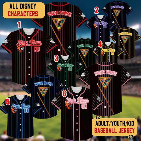 Discover Personalized Billiards Team Baseball Jersey, Billiards 8 Ball Matching Outfit, Custom Name & Number Billiards Shirt, Billiards Lover Gift