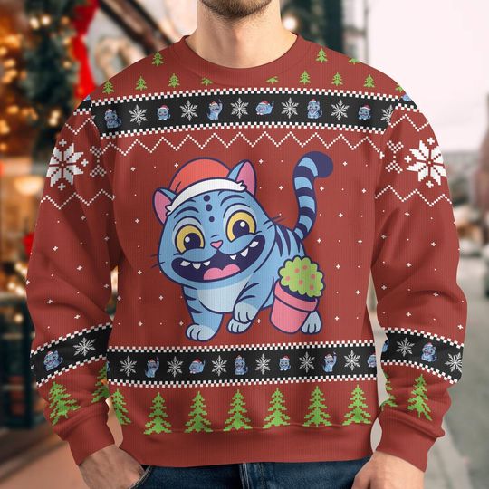 Discover Tiger Costume Ugly Christmas Sweater, Blue Tiger Xmas Sweater, Cosplay Sweater Men, Xmas Gift, Cute Tiger Sweater Kids, Christmas Gift