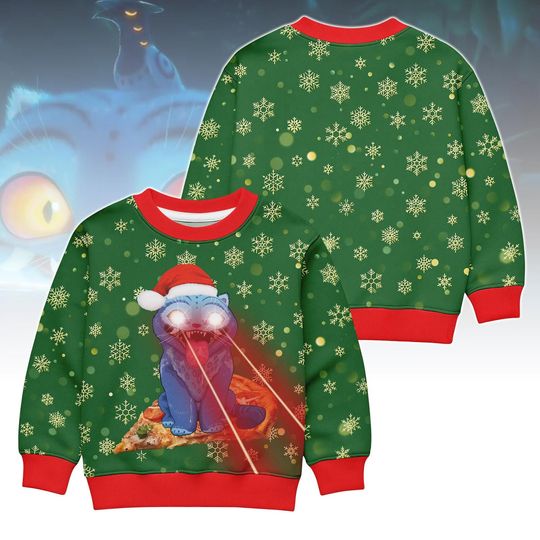 Discover Christmas Demon Laser Tiger Kid Ugly Sweater, Demon Blue Tiger Xmas Sweater, Demon Hunter Sweatshirt, Huntrlx Christmas Sweater, Xmas Gift