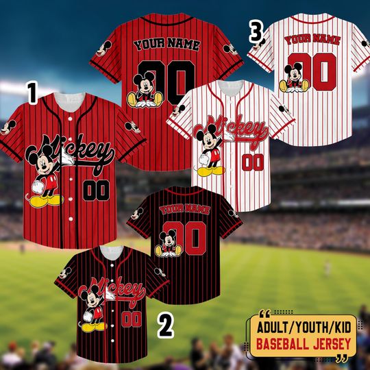 Personalized Mickey Mouse Baseball Jersey, Mickey Matching Jersey