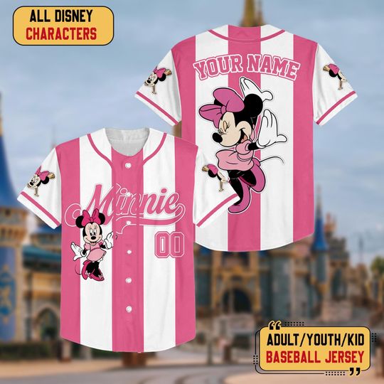 Discover Personalized Disney Minnie Baseball Jersey, WDW Baseball Shirt, Magic Kingdom Tee
