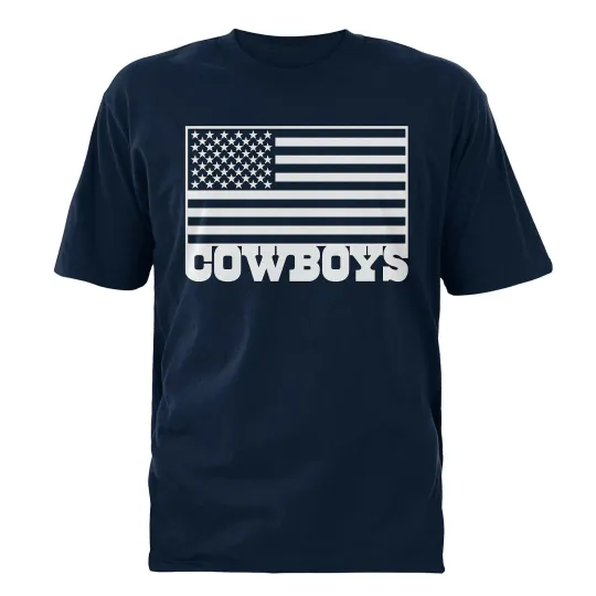 Discover Dallas Cowboys Navy Blue Kiran Flag Short Sleeve Adult T-Shirt