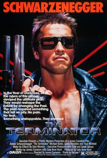 1984 The Terminator Movie Poster Arnold Schwarzenegger Sarah Connor Vertical Poster