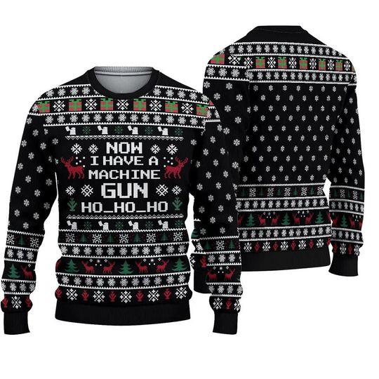 Discover Retro Christmas Die Hard Ugly Sweater, I Have A Machine Gun Ho Ho Ho Sweater, Bruce Willis Christmas Sweater, Christmas Movie Sweater