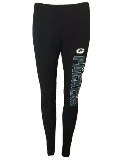 Women's Green Bay Packers Screen Print Black Solid Leggings