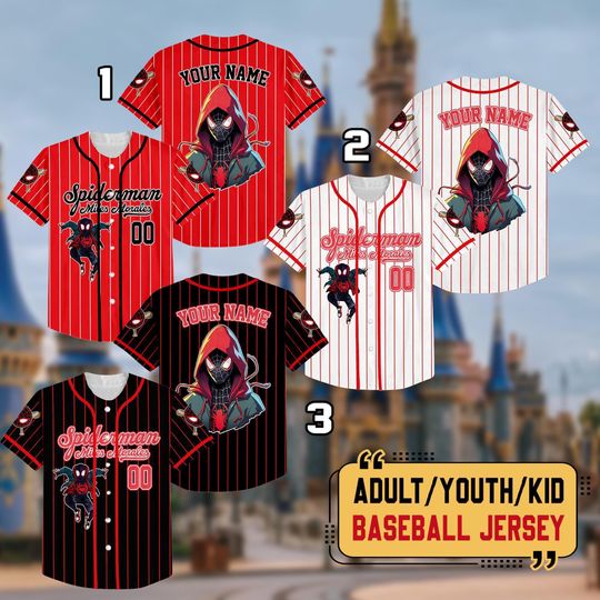 Personalized Disney Spiderman Spiderverse Miles Morales Simple Baseball Jersey