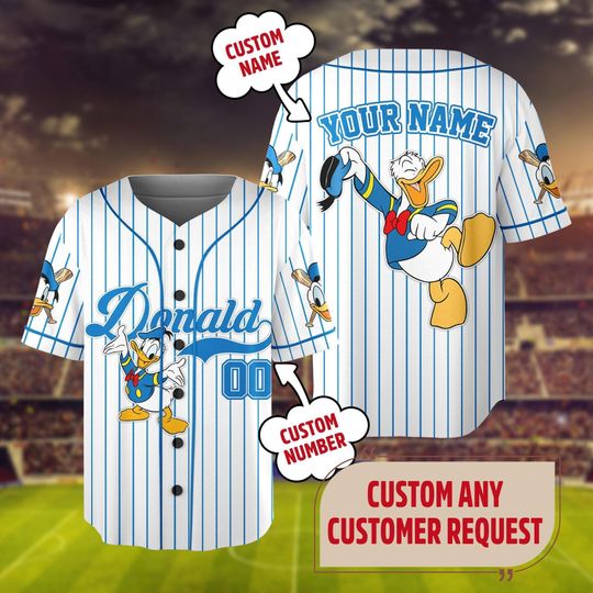 Discover Custom Donald Duck Baseball Jersey, Mickey and Friends Baseball Sports Fan Tee