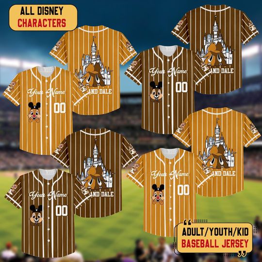 Discover Personalize Chip And Dale Baseball Jersey, Disney Character Shirt