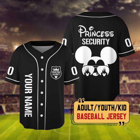 Personalized Princess Security Baseball Jersey, Disney Dad Shirt