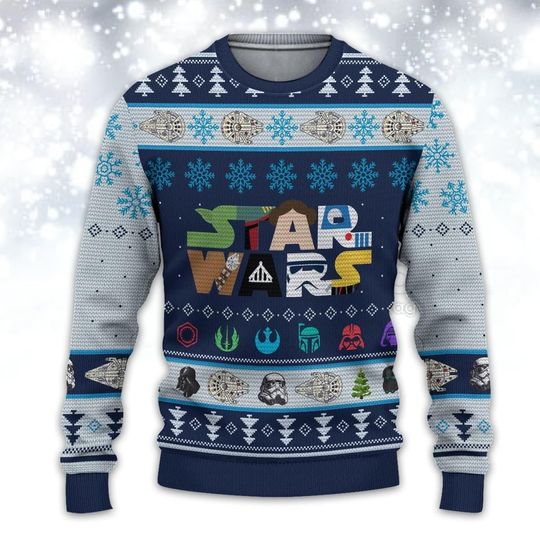 Discover Christmas Star Wars Ugly Sweater, Baby Yoda Ugly Christmas Sweater, Mandalorian Xmas Sweater, Disney Christmas Shirt Gift