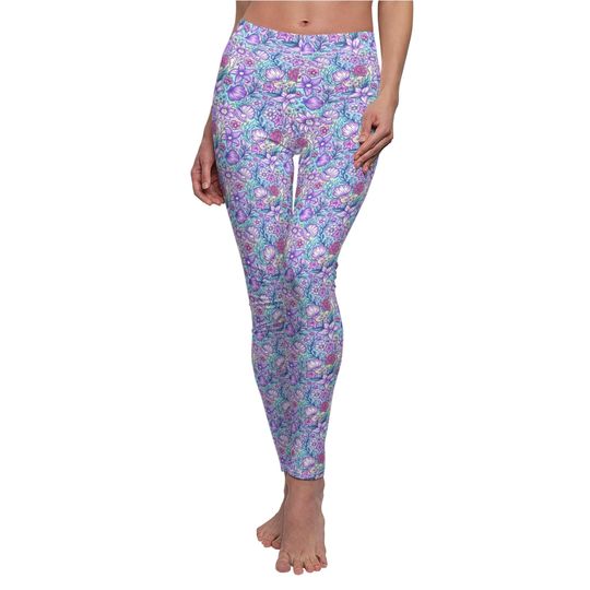 Fairytale Florals - Little Mermaid Inspired - Women's Full Length Leggings
