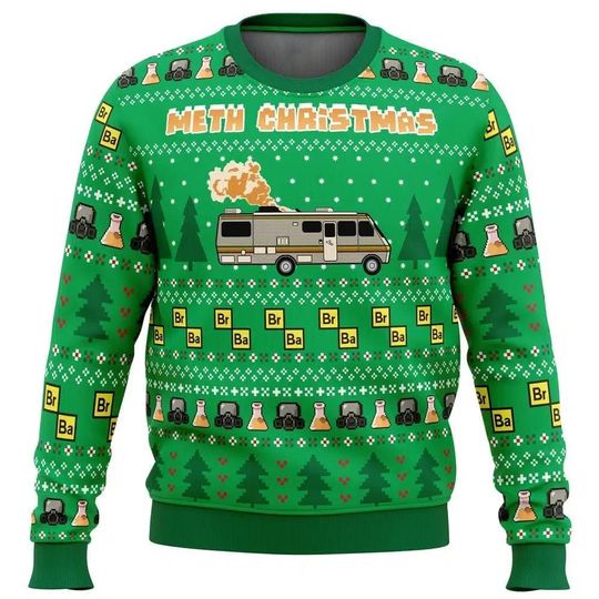Breaking Bad Car Christmas Ugly Sweater, Br Ba Walter White Meme Sweater, Heisenberg Sweater, Tv Series Sweater, Christmas Gift