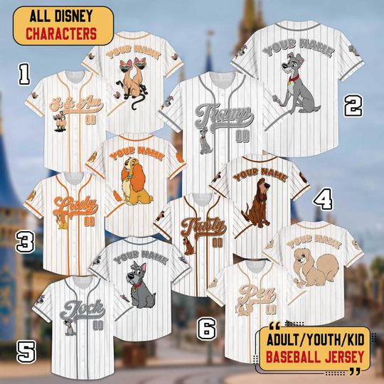 Personalized Lady And The Tramp Baseball Jersey, Custom Lady And The Tramp Jersey